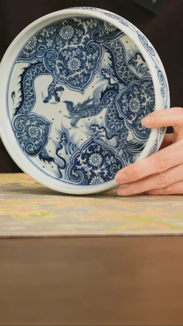 【闪购商品】景德镇手工青花穿花龙好壶承