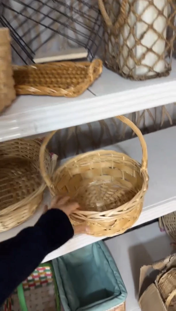 水杉木加柳编编织提篮