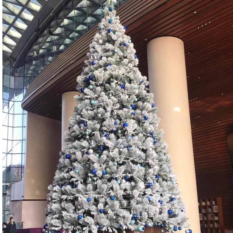 新款松针混合积雪圣诞树 大型商场酒店白色圣诞树特大 积雪圣诞树