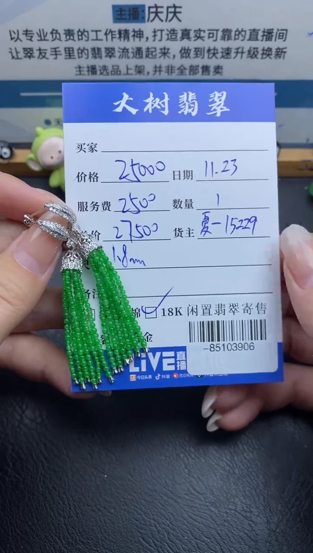 18K金镶嵌翡翠耳饰多人-85103906