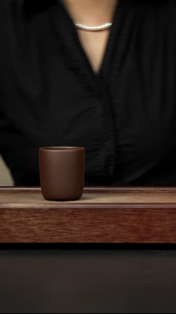 紫砂茶壶老紫泥 直筒杯