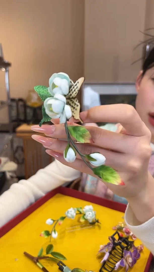 刺绣非遗绒花（发饰）