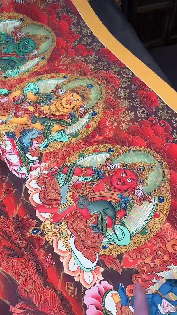 卷轴画【主播精品】高端卷轴画——唐卡176五路财神