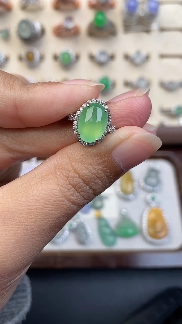 银S925镶嵌定制翡翠75757