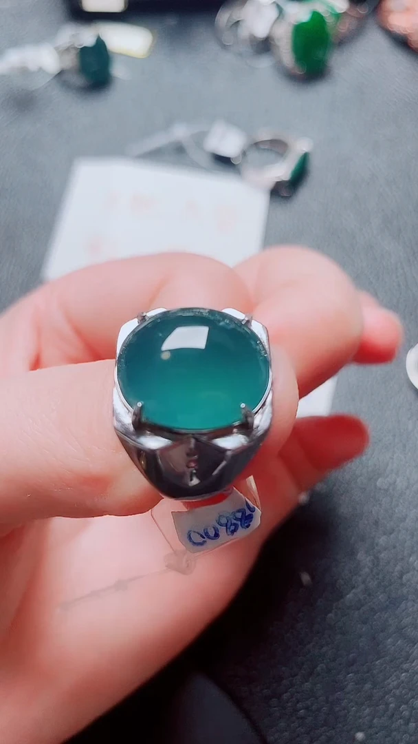 银S925镶嵌戒指翡翠1