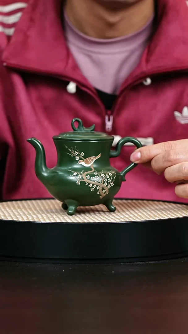 茶壶紫砂绿泥三足300cc