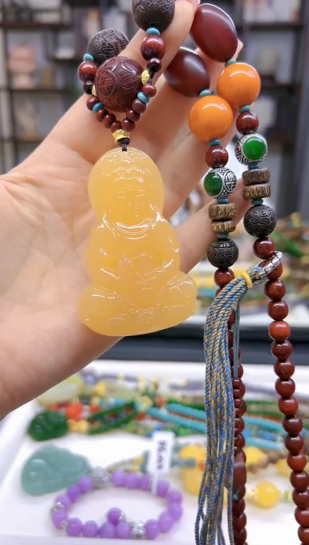 【闪购商品】石英质玉（黄龙玉）毛衣链未镶嵌M642