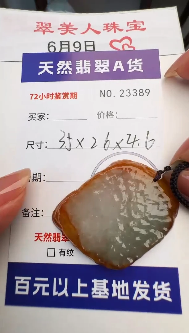 翡翠未镶嵌颈饰原石23389