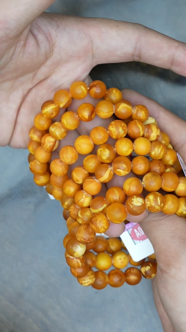 【闪购商品】琥珀裸石未镶嵌老花蜡橘皮手串微瑕多样性发其一