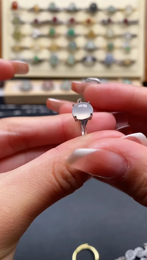 银S925镶嵌戒指翡翠333333+9