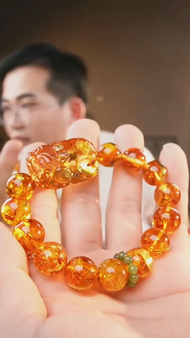 裸石琥珀未镶嵌13+貔貅花珀手串