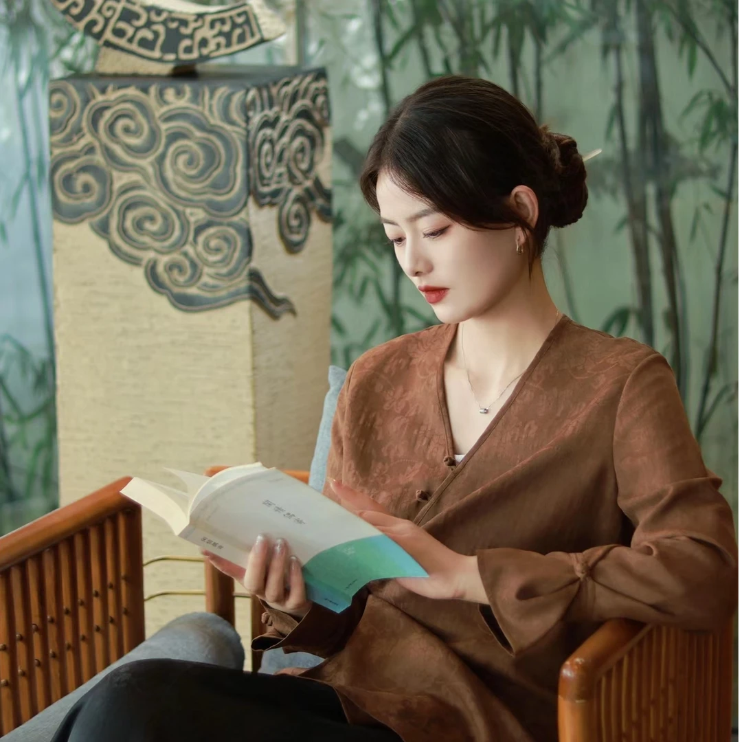 中国丝绸香罗【莨珠记缠枝莲花】隆鹊中式高档上衣百搭夏季透气女装