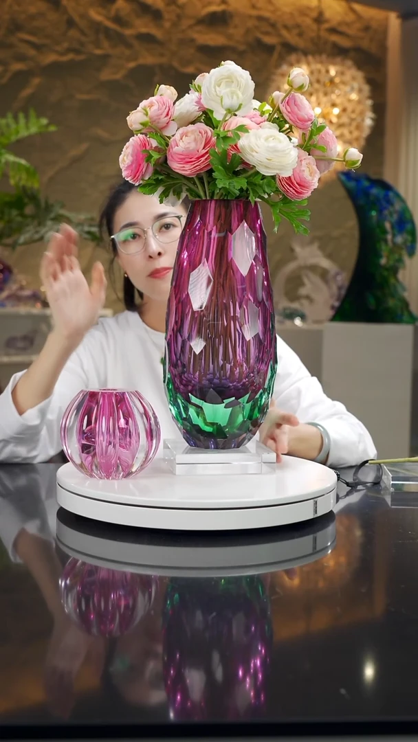 金红湖水绿凹面花瓶+金红南瓜香薰瓶