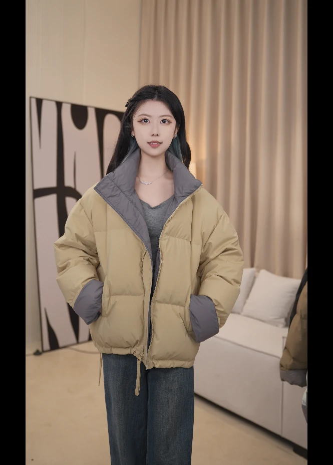 【晚晚专属】羽绒服外套女2025冬季美式加厚保暖宽松面包服55010