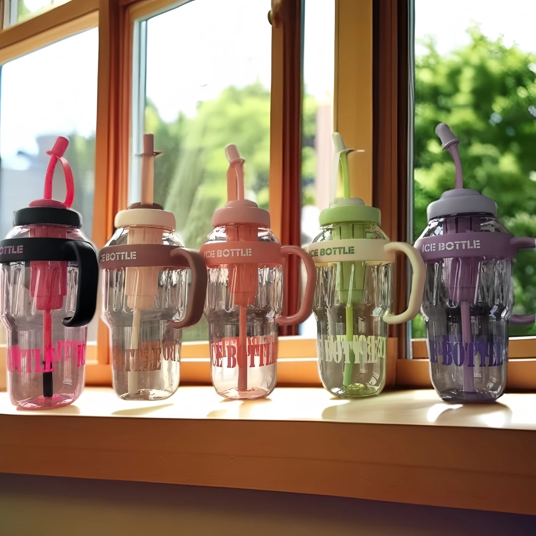 夏季冰霸杯高颜值女生巨无霸水杯奶茶杯带吸管茶漏大容量塑料水壶