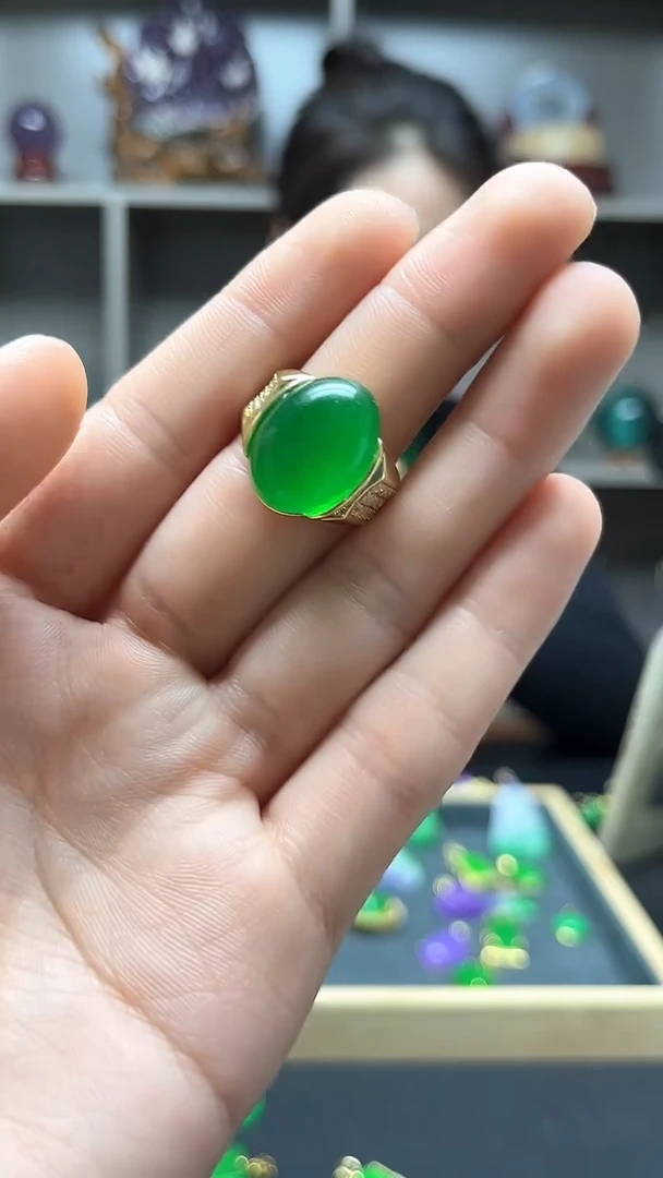【闪购商品】翡翠戒指14K金镶嵌戒指