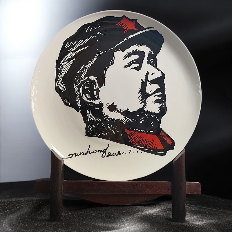 瓷像伟人摆件毛爷爷头像唐山瓷厂客厅办公室工艺品装饰博古架挂盘