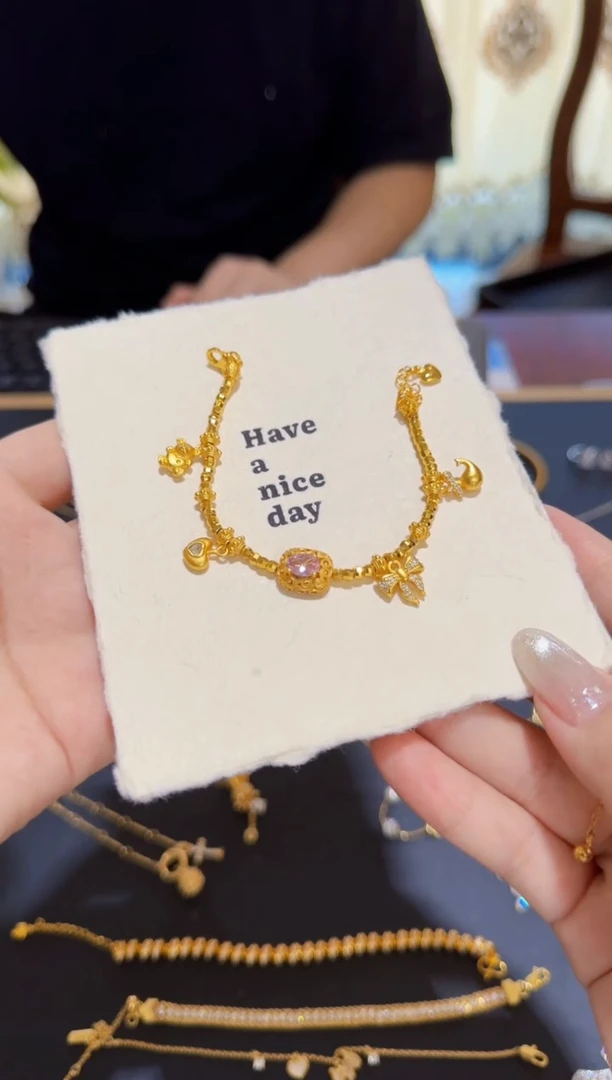 铜合金合成立方氧化锆126（粉色在逃公主盘缠手链）