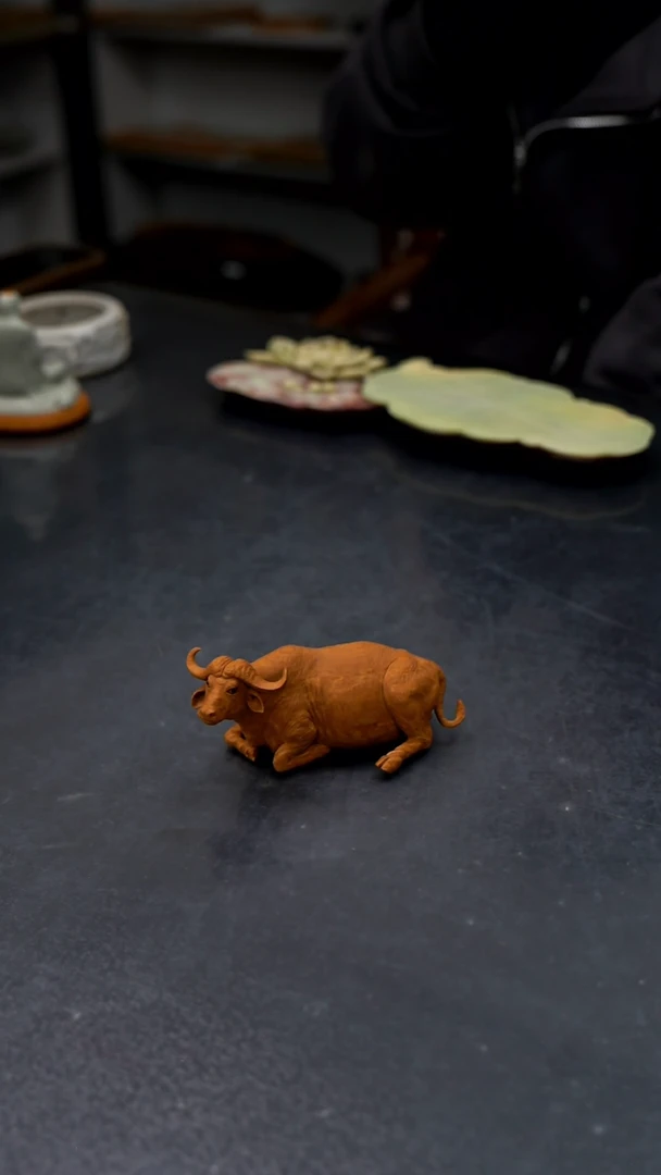 【闪购商品】松花石卧牛茶宠摆件