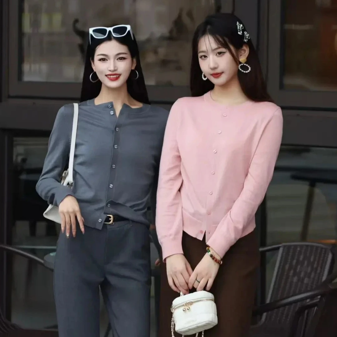 哥弟新款百搭纯色秋冬季保暖春季毛针织衫长袖经典开衫148061