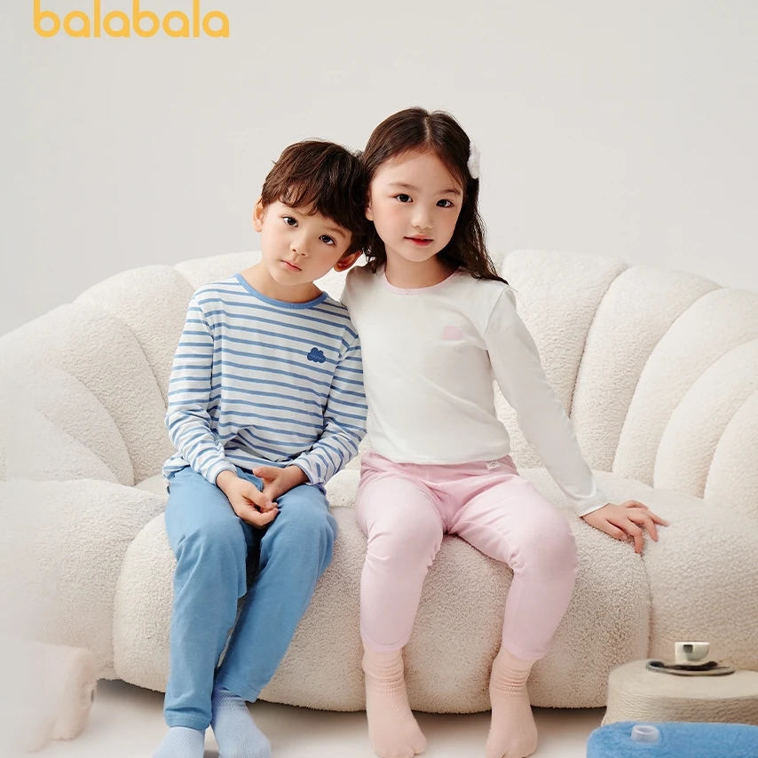 巴拉巴拉儿童内衣套装男女童秋衣秋裤冬新款保暖打底睡衣纯棉舒适