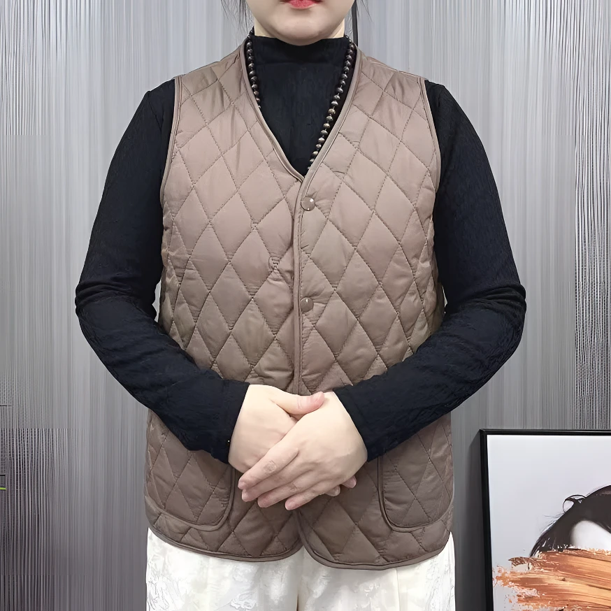 YSY001冬季保暖内搭免烫针织工字型马夹复古菱形格外穿格子坎肩