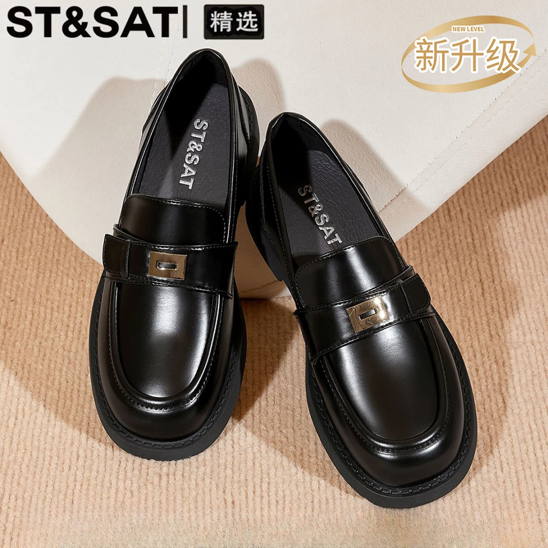 星期六软底百搭舒适小皮鞋女2025蛇年冬季新款真皮配jk英伦风单鞋