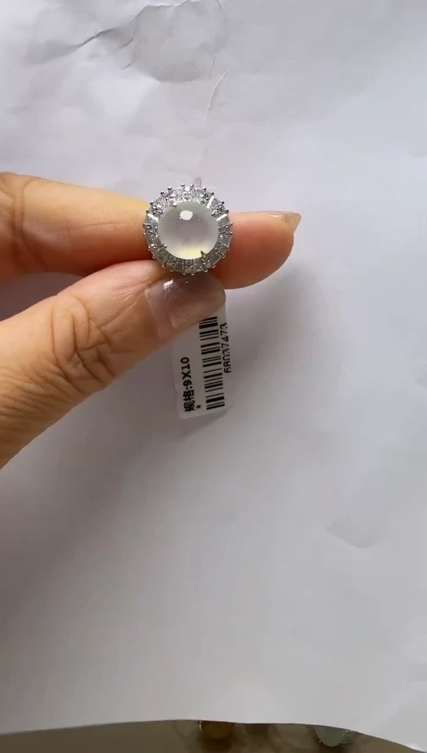 银S925镶嵌戒指翡翠925银镶缅甸A货翡翠戒指