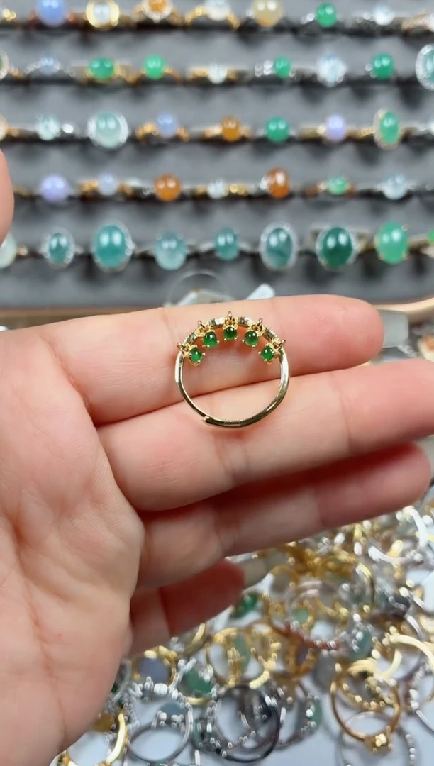 银S925镶嵌戒指翡翠.