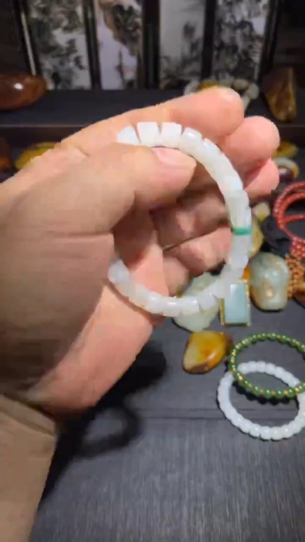 未镶嵌手串和田玉（子料）子料卡8+手串