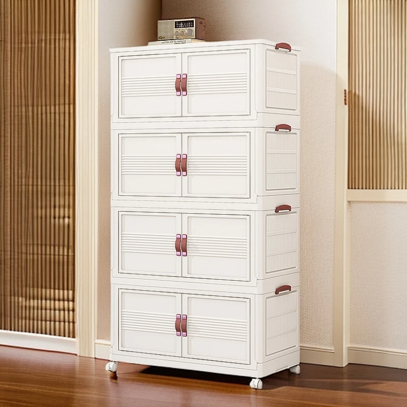 双开门储物柜80面宽双顶盖大容量免安装折叠收纳柜衣物玩具柜