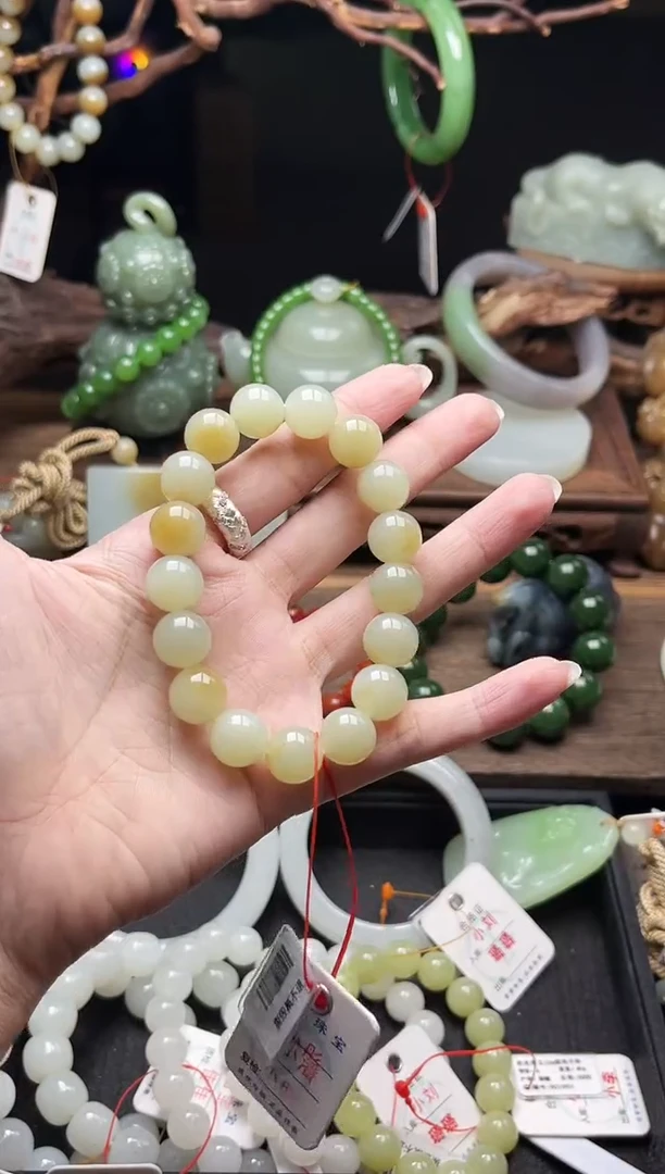 手串未镶嵌和田玉卡12且末迪克兰带糖 圆珠8001314