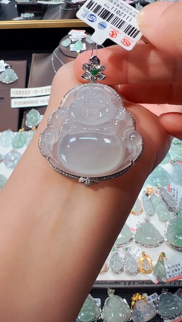 【闪购商品】翡翠吊坠(不含链)18K金镶嵌佛公吊坠1138