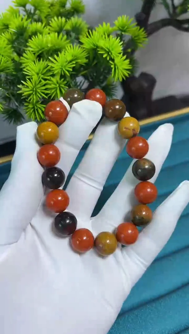 南红玛瑙11mm未镶嵌包浆圆珠单圈