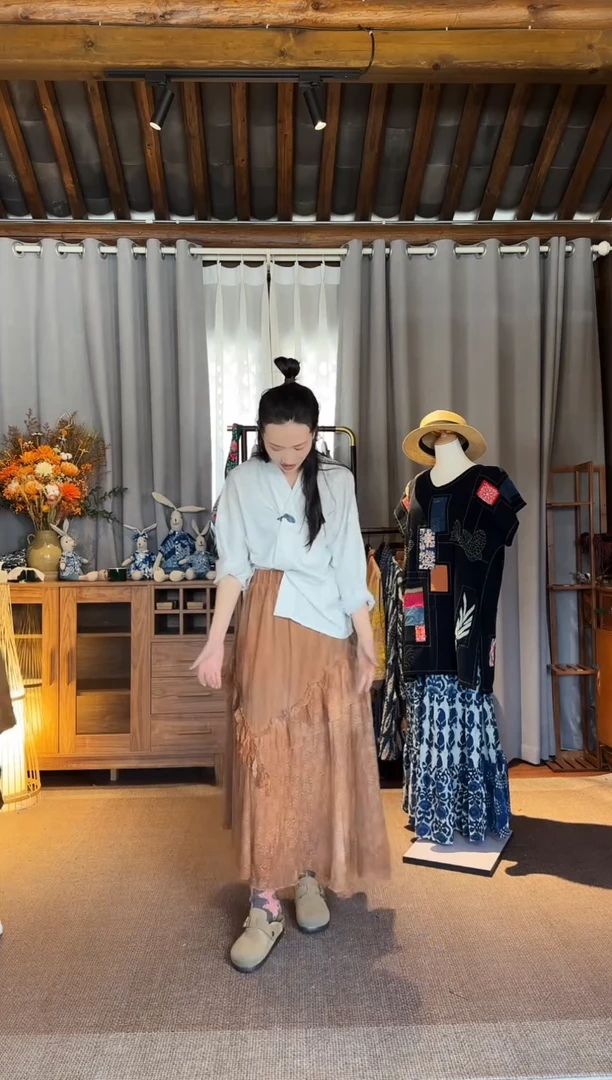 【闪购商品】设计师款柿染半裙