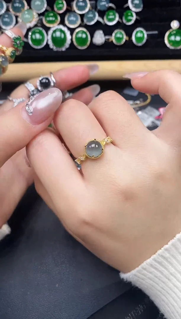 银S925镶嵌戒指翡翠26526