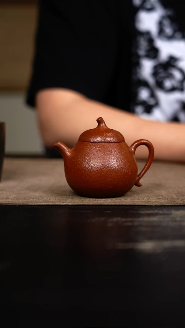 茶壶紫砂紫砂壶 鱼子朱泥 茄瓜 100cc
