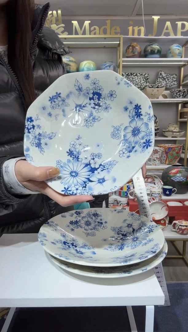 瓷花集19厘米八角盘一只装