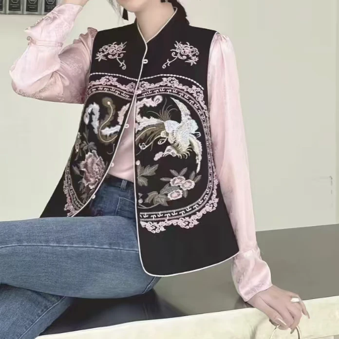 【绣意～马甲809】新中式国风复古刺绣盘扣马甲上衣丝绒坎肩外套女