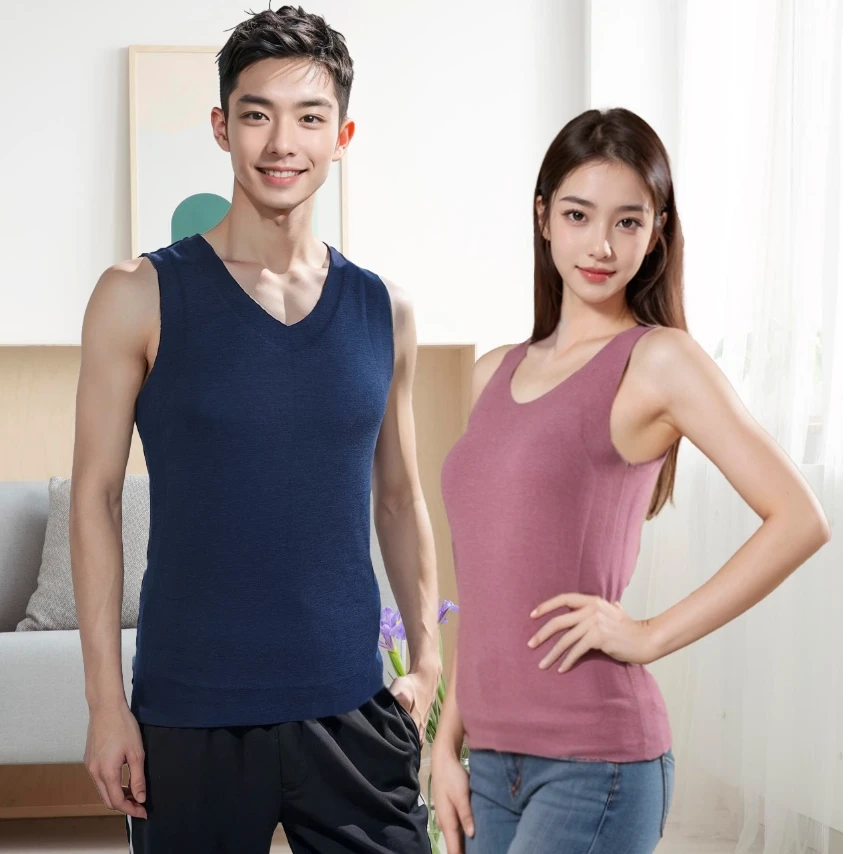 山海印迹品牌羊毛保暖背心女士内衣保暖衣保暖套装男女套装