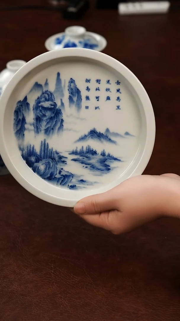 摆件陶景德镇瓷器，青花瓷手绘茶具~