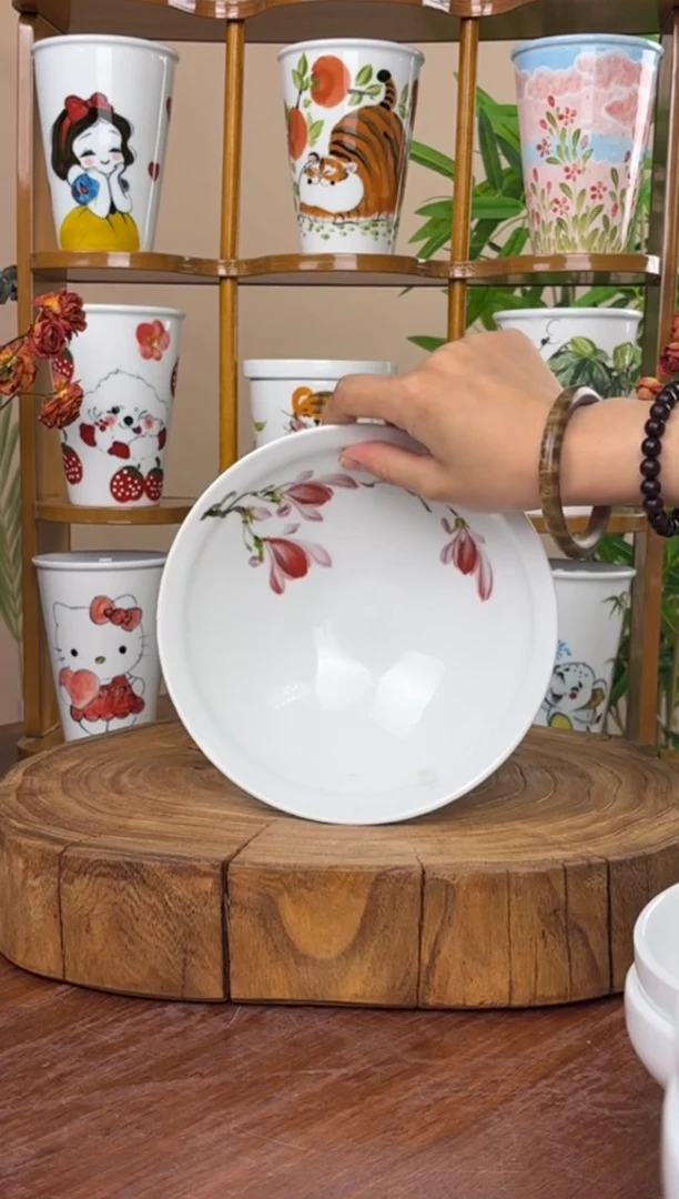 景德镇手绘釉中彩（食品级）大斗笠碗
