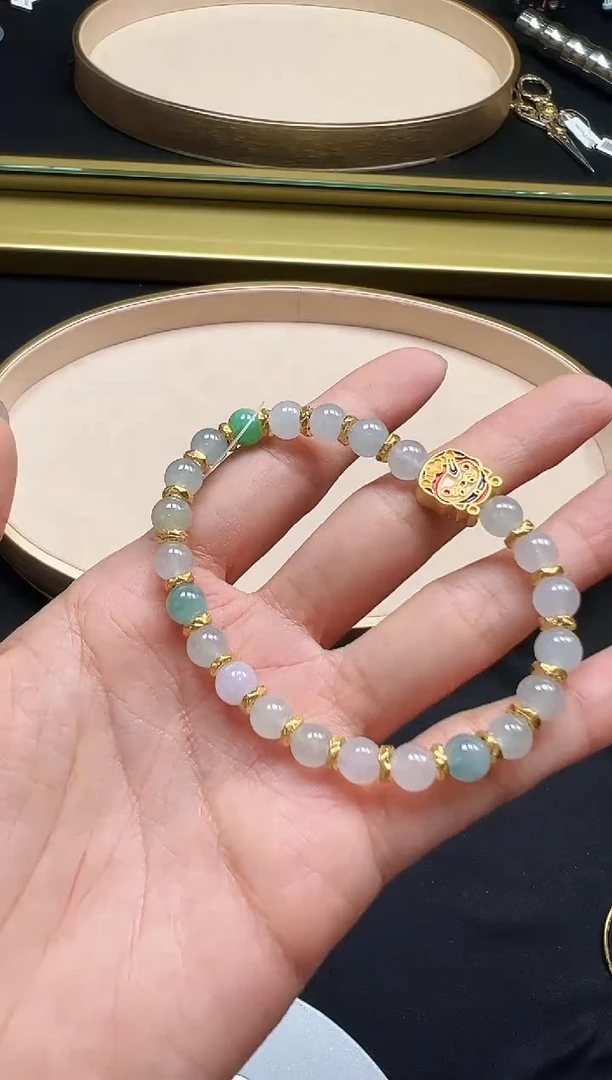 足金镶嵌手链翡翠DFZ0917-34
