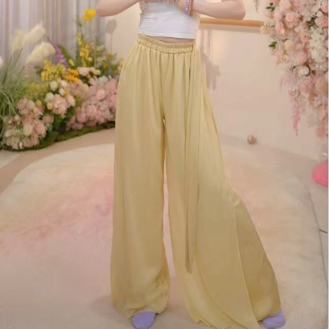 8015 D舞蹈裤女日常现代雪纺醋酸裤宽松阔腿跳舞练功新款古典