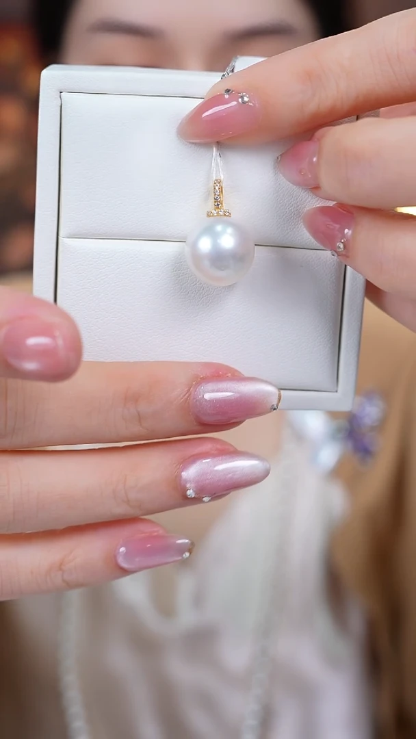 吊坠(不含链)18K金镶嵌海水珍珠澳白12-13mm