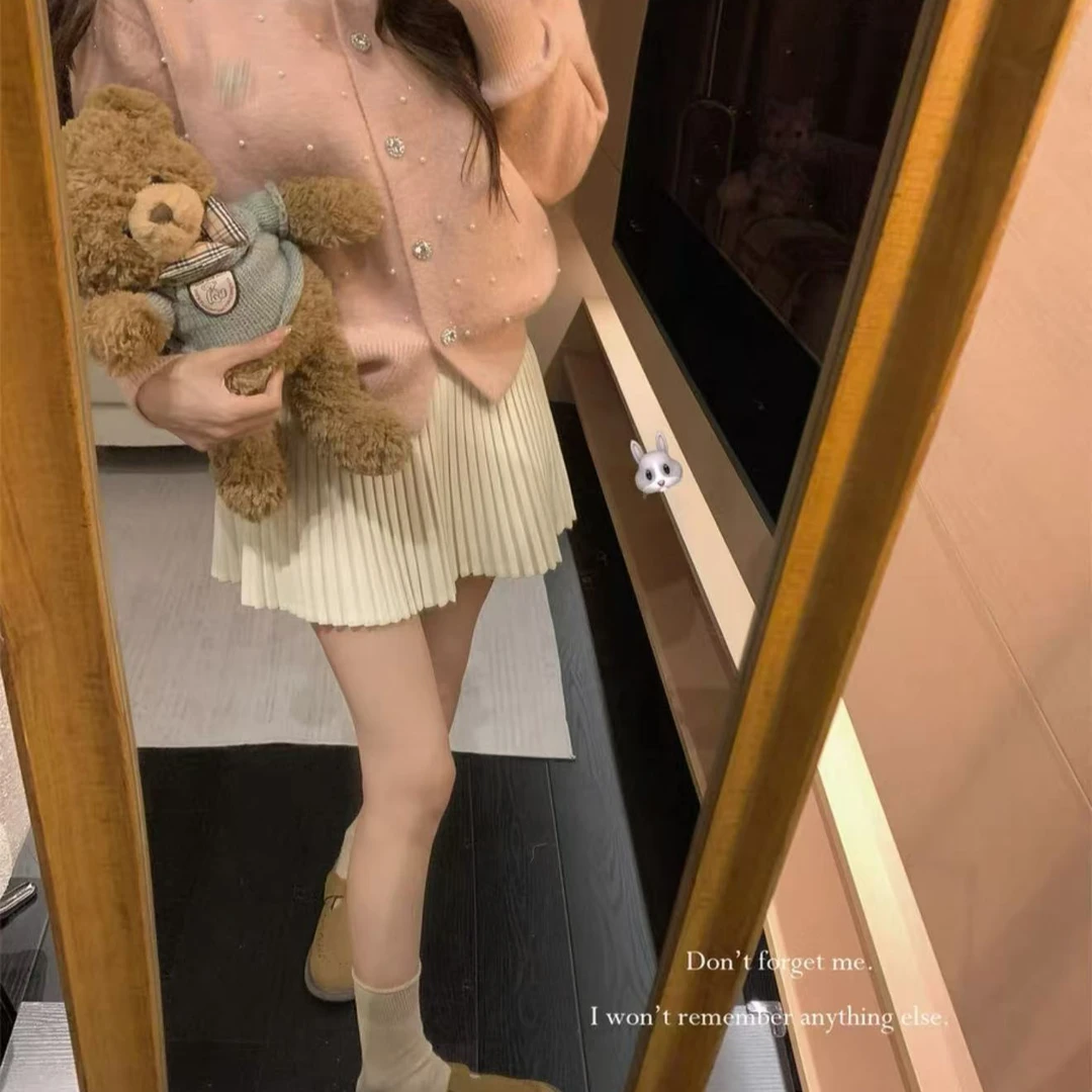 法式小香风重工镶钻钉珠圆领针织开衫女秋冬甜美减龄软糯毛衣外套