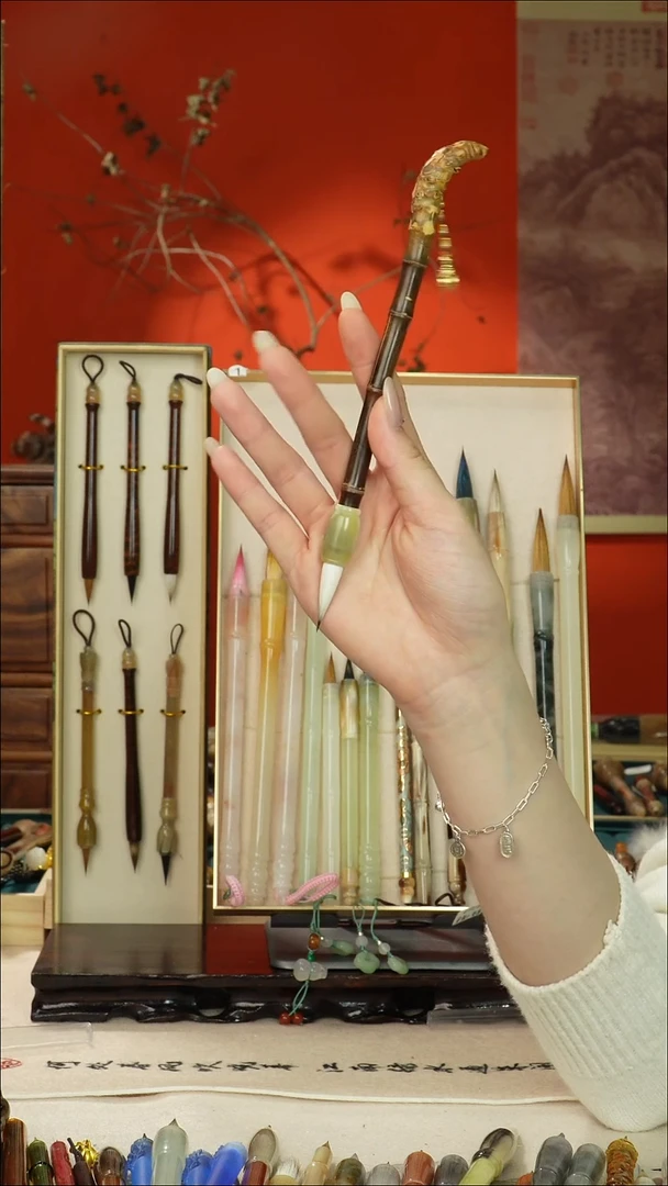 31号闪孤品高货毛笔链接 清水试笔 蘸墨不退