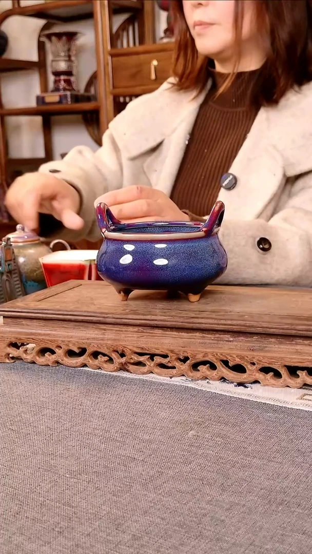 瓷片刺****?宣德炉 土魂钧瓷