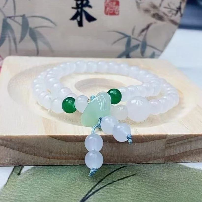 双圈白色简约元宝手链S187