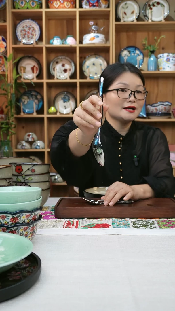 瓷片小可陶瓷高温餐具一组二个大勺子